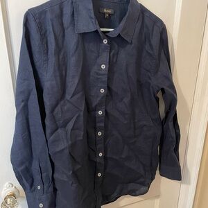 Quince European Linen Button Down Shirt Navy